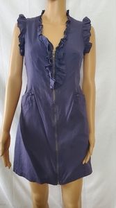 Purple S Line Dress-Ruffled Neckline with Zipper-Size Small